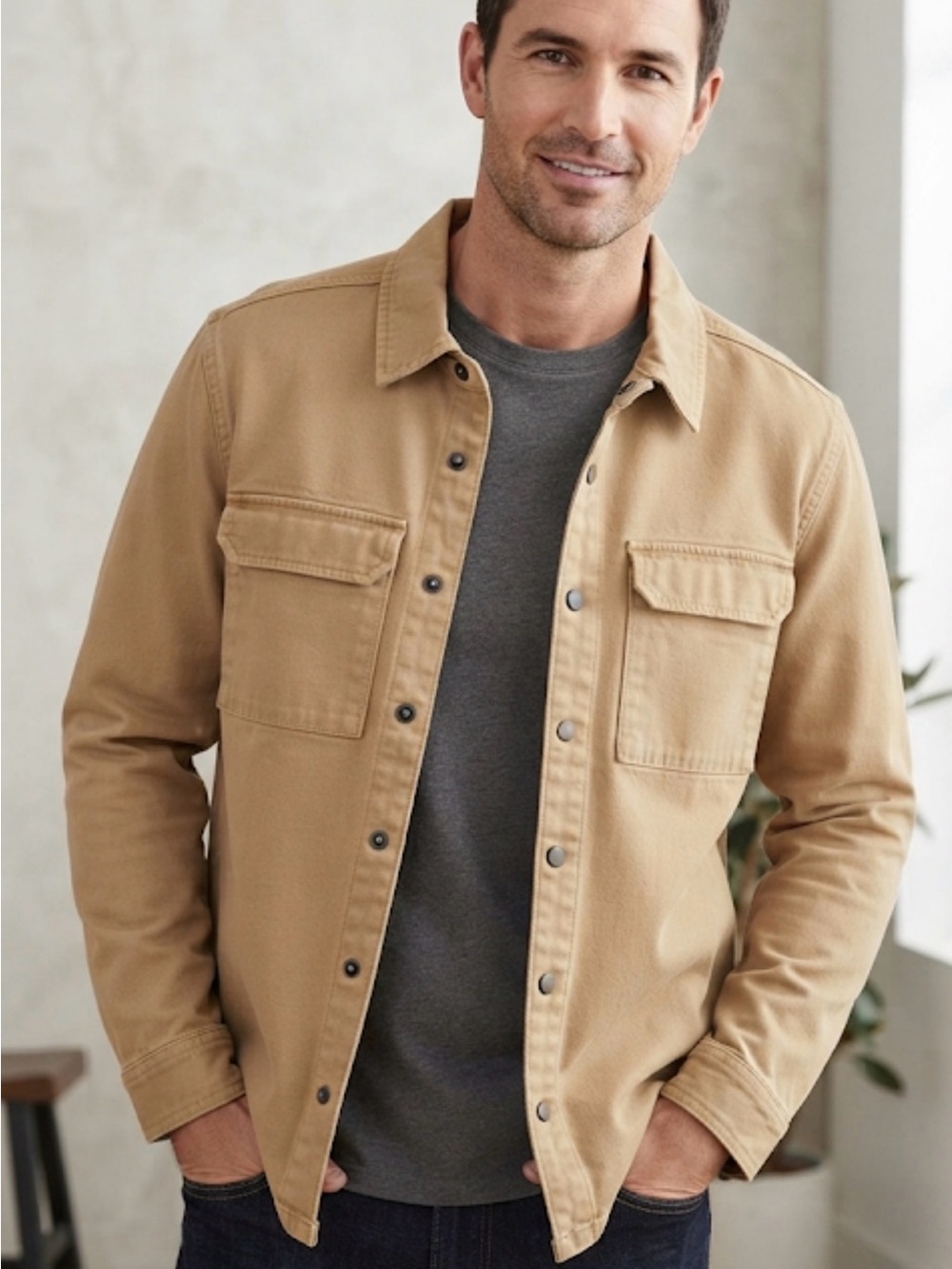 Men’s over sized fit button down jean shacket
